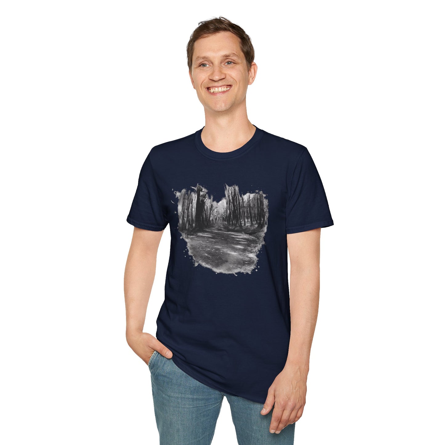 Minimalist Nature-Inspired Unisex Softstyle T-Shirt, Casual Wear, Everyday Style, Gift for Nature Lovers, Eco-Friendly Fashion