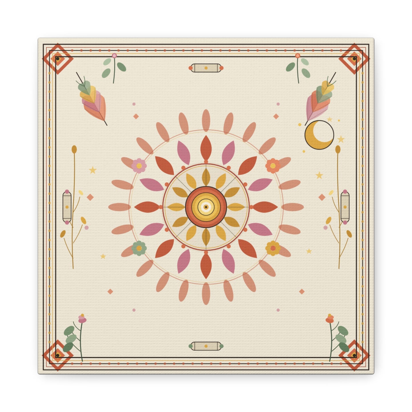 Boho Sun Mandala Matte Canvas