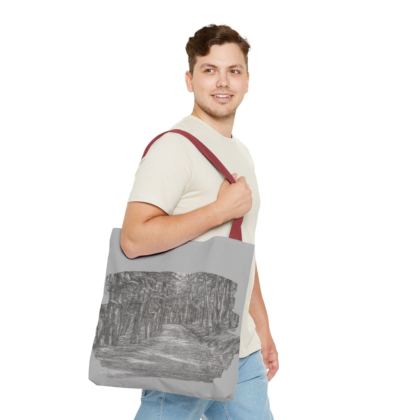 Scenic Path Tote Bag, Reversible Tote, Eco-Friendly Shopper, Outdoor Adventure Bag, Gift for Nature Lovers, Stylish Carryall - TRV