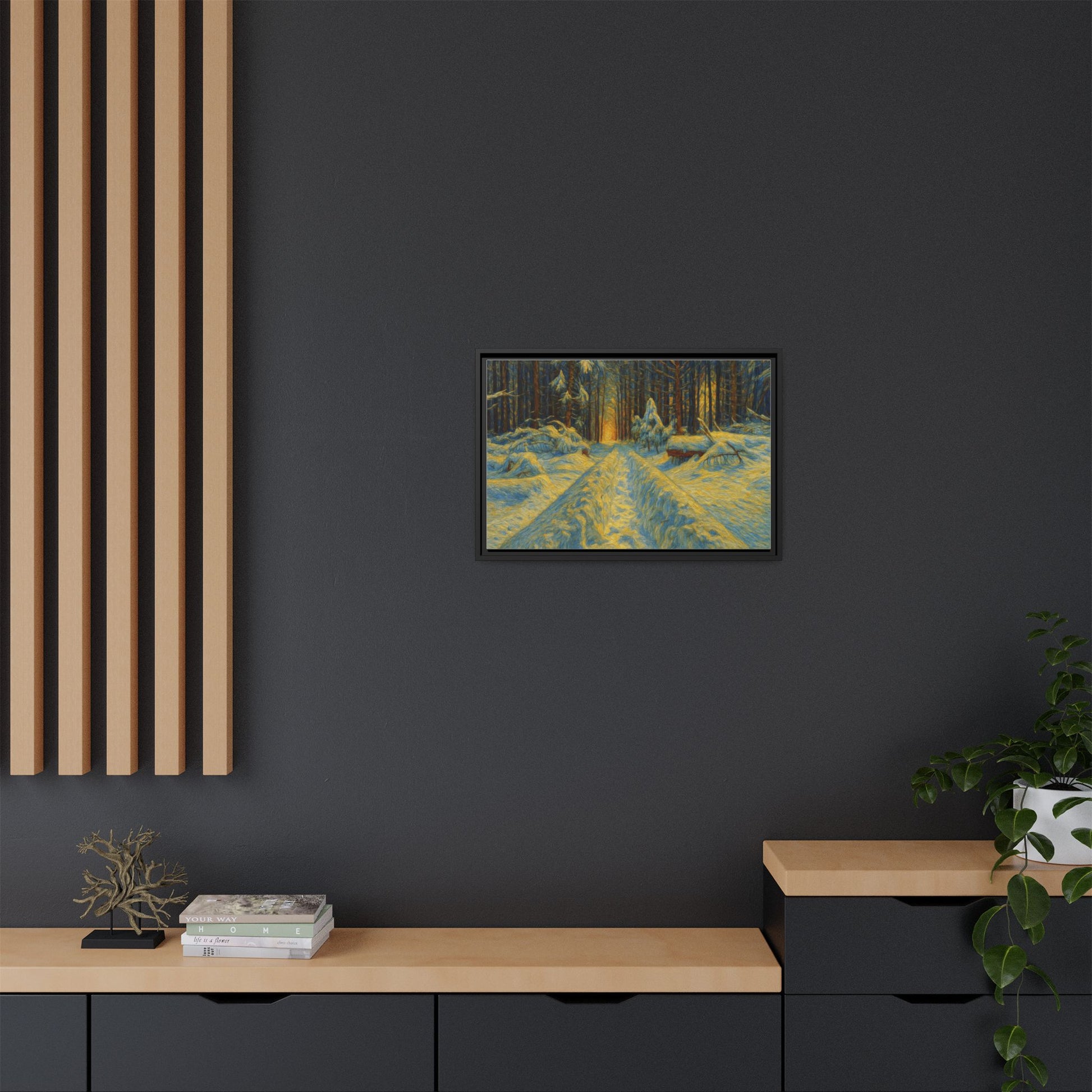 Canvas Art, Winter Landscape Wall Decor, Nature Lovers Gift, Seasonal Decor, Holiday Wall Art, Cozy Home Decoration, Framed Matte Canvas - TRV