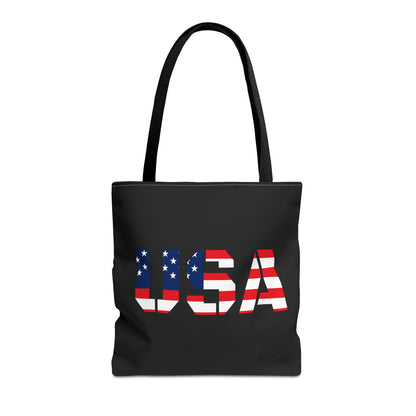 Patriotic USA Print Tote Bag, Reusable Shopping Bag, 4th of July Gift, Summer Carryall, American Flag Style - TRV