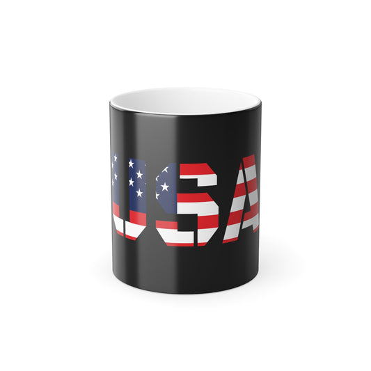 USA Flag Color-Changing Mug — 11oz Magic Heat Reveal