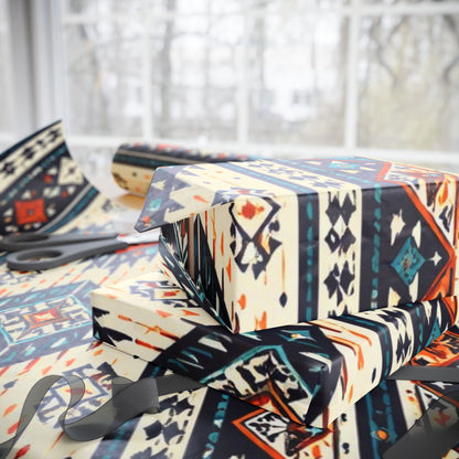 Southwestern Aztec Pattern Wrapping Paper Roll — Rustic Tribal Gift Wrap