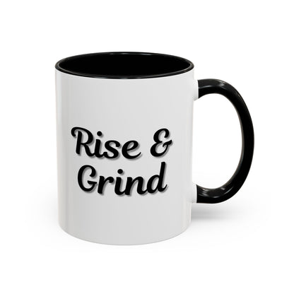 Rise & Grind Coffee Mug – Motivational Black Accent Mug for Daily Inspiration - TRV
