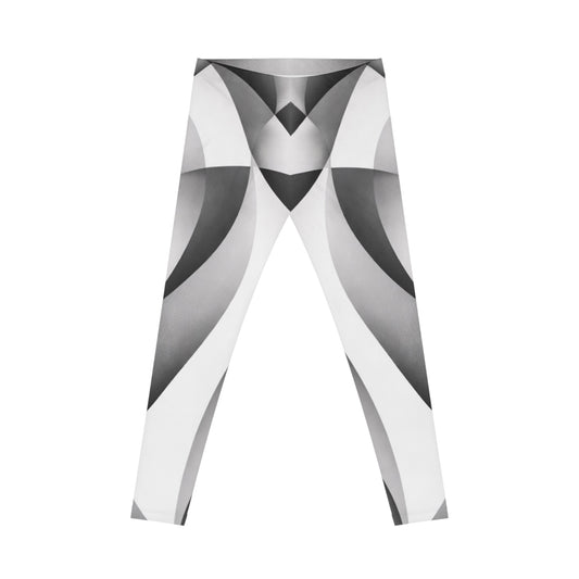 Monochrome Geometric Heart Pattern Leggings | Abstract Black White Design