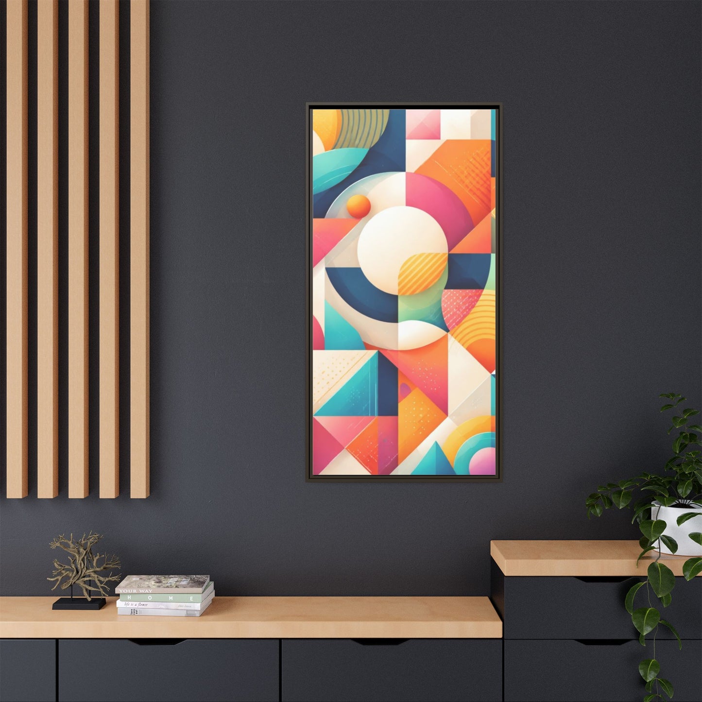 Colorful Geometric Abstract Art Matte Canvas Framed