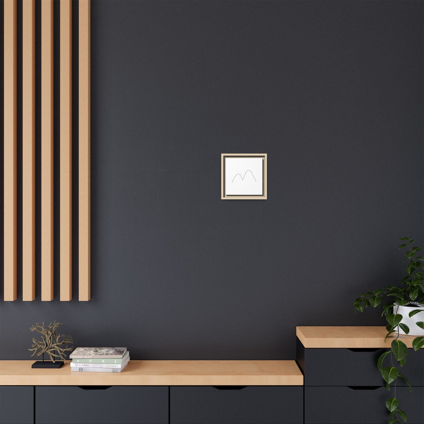 Minimal Line Mountains Matte Canvas Framed