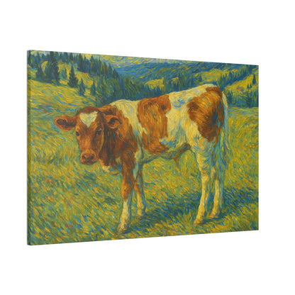 Artistic Cow Canvas Wall Art - Farmhouse Decor, Calf Painting