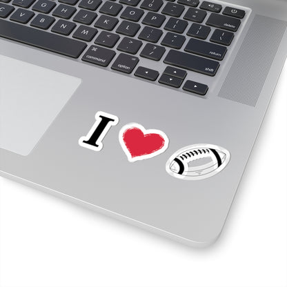 I  Football Kiss-Cut Sticker — Glossy Game-Day Laptop & Water Bottle Decal
