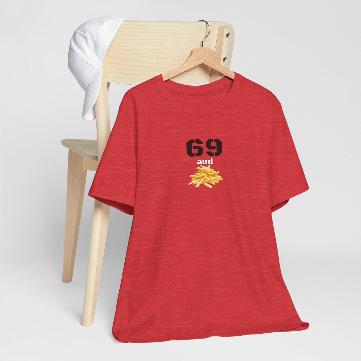 Funny 69 And French Fries Graphic Tee, Casual Humor Shirt, Cute Gift, Stylish Graphic Top, Unisex Quirky T-Shirt, Everyday Wear