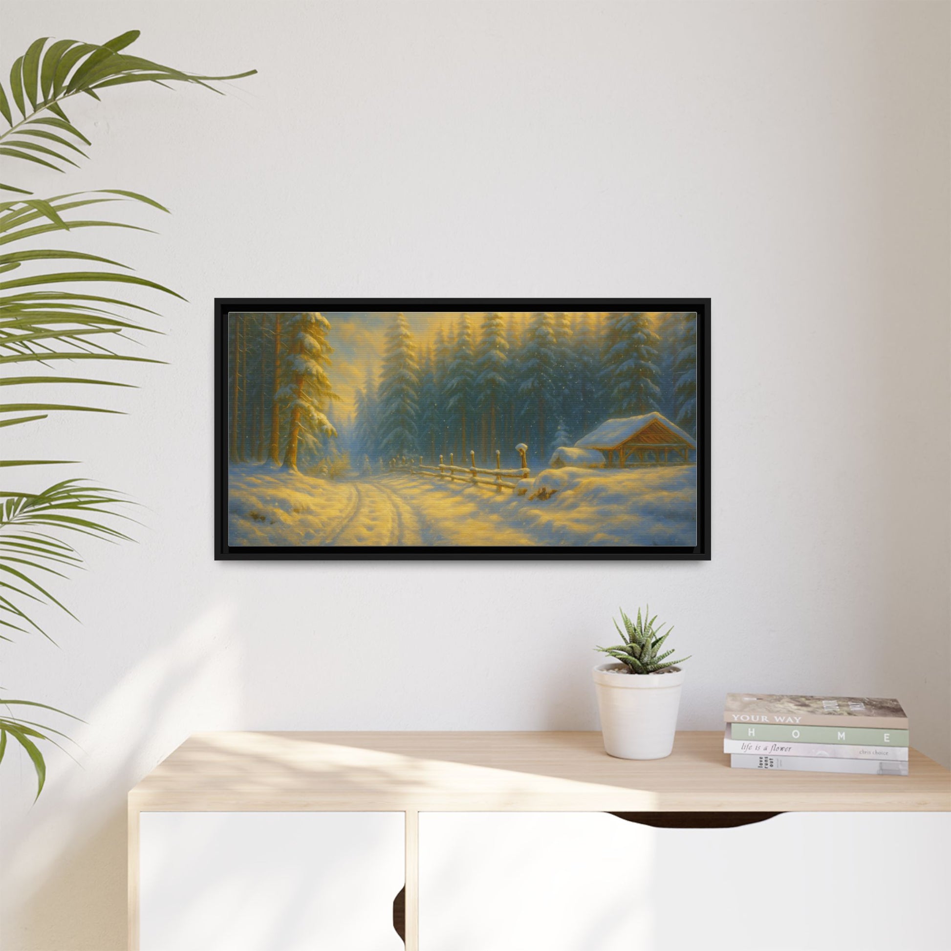 Wall Art Print, Winter Cabin Decor, Nature Scene, Holiday Gift, Cabin Vibes, Christmas Decoration, Matte Canvas, Framed - TRV