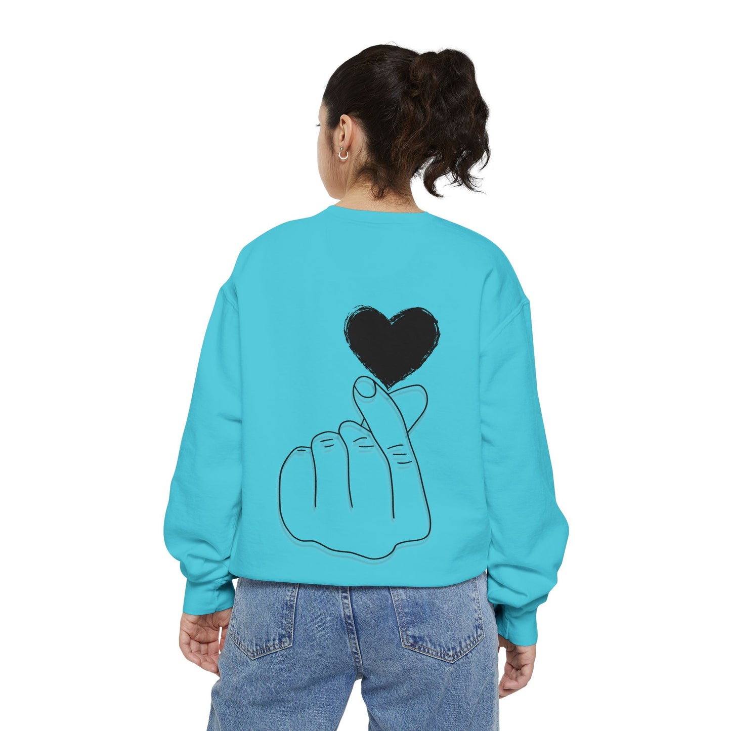 Unisex Garment-Dyed Sweatshirt with Heart Design - Cozy & Stylish