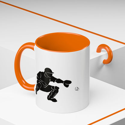 Baseball Catcher Coffee Mug, Sports Gift for Coaches, Black Accent Mug for Fans, Perfect for Birthdays & Celebrations, Unique Cup - TRV