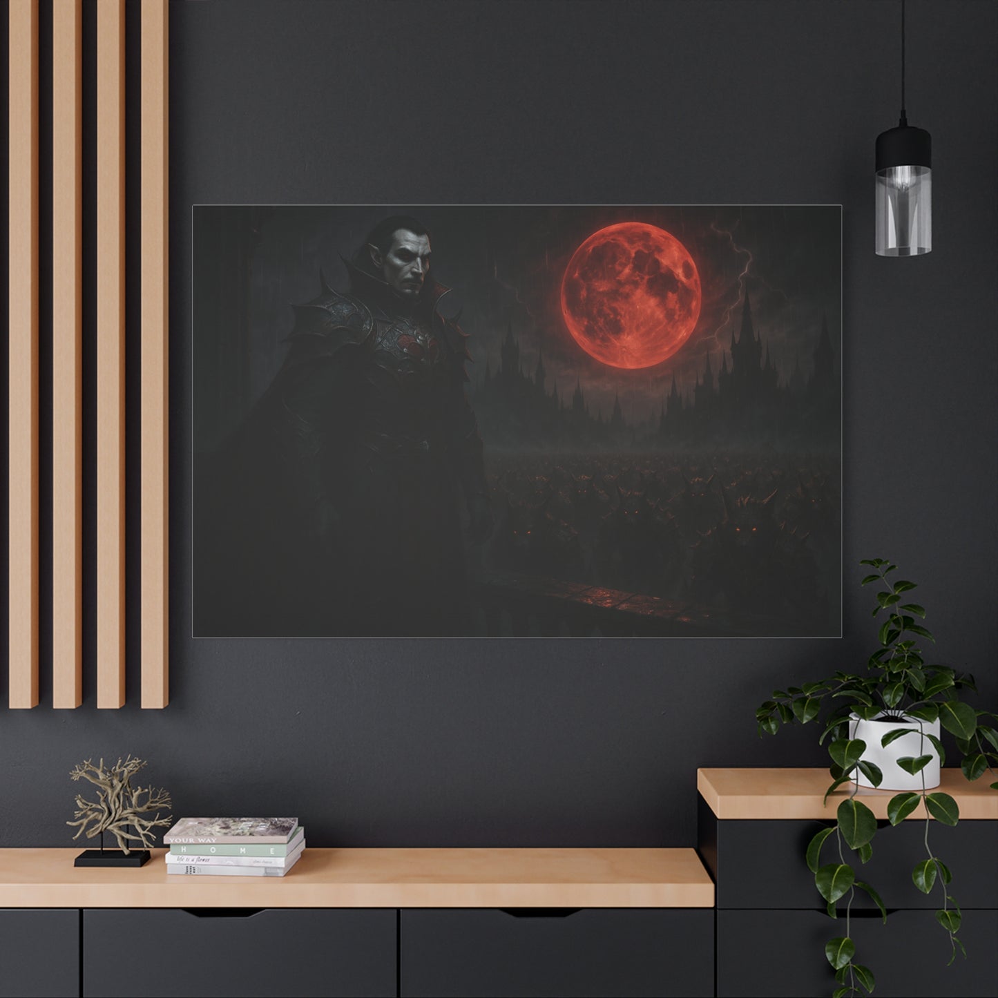 Dracula Canvas Art: Gothic Vampire with Blood Moon, Fantasy Wall Decor, Dark Aesthetic Print, Horror Art, Halloween, Gothic Home Decor - TRV