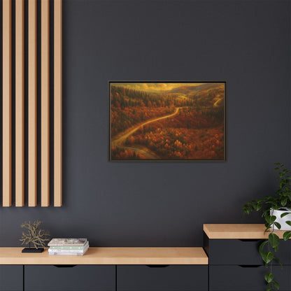 Autumn Landscape Framed Canvas Art, Cozy Home Decor, Warm Fall Vibes, Gift for Nature Lovers, Perfect for Thanksgiving - TRV