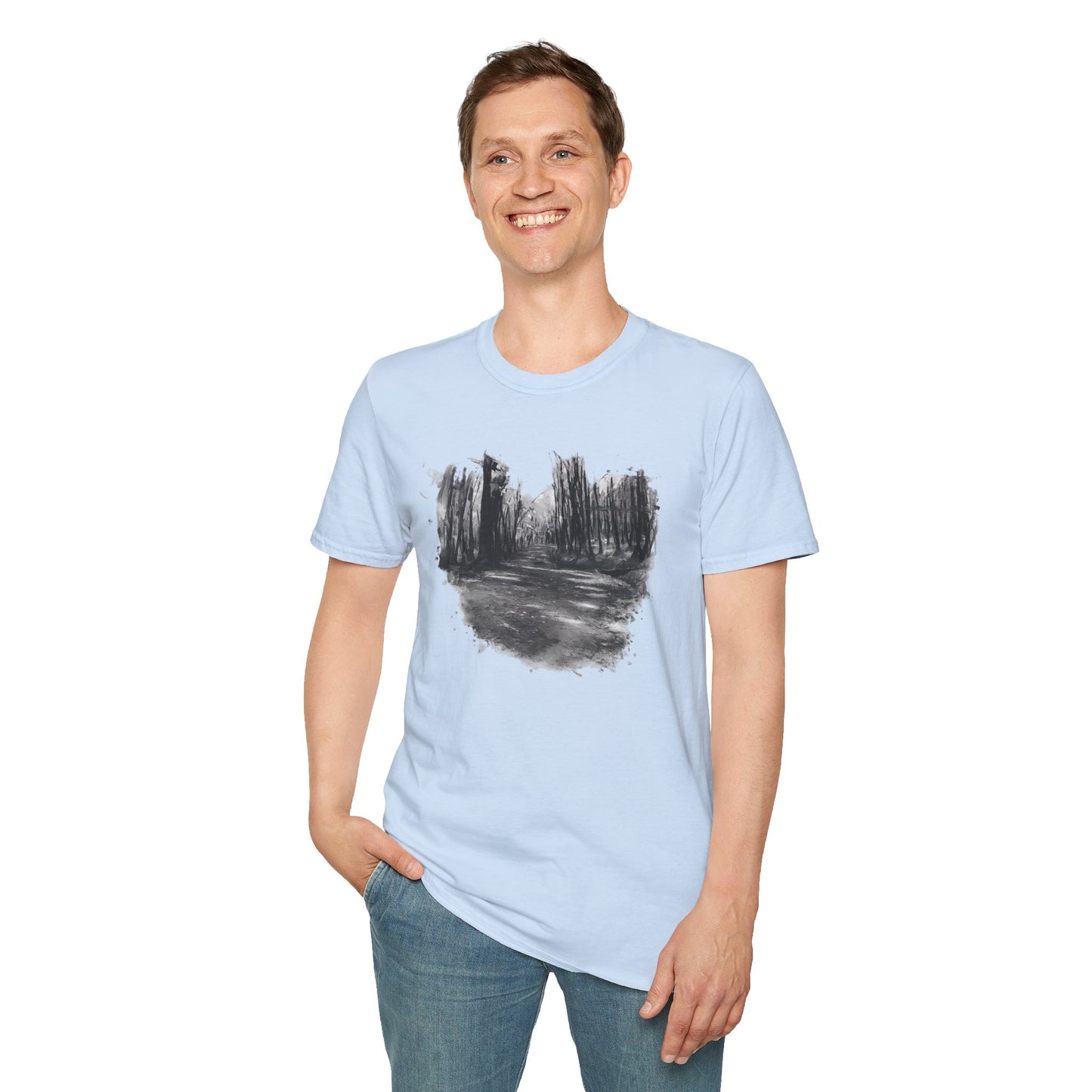 Minimalist Nature-Inspired Unisex Softstyle T-Shirt, Casual Wear, Everyday Style, Gift for Nature Lovers, Eco-Friendly Fashion