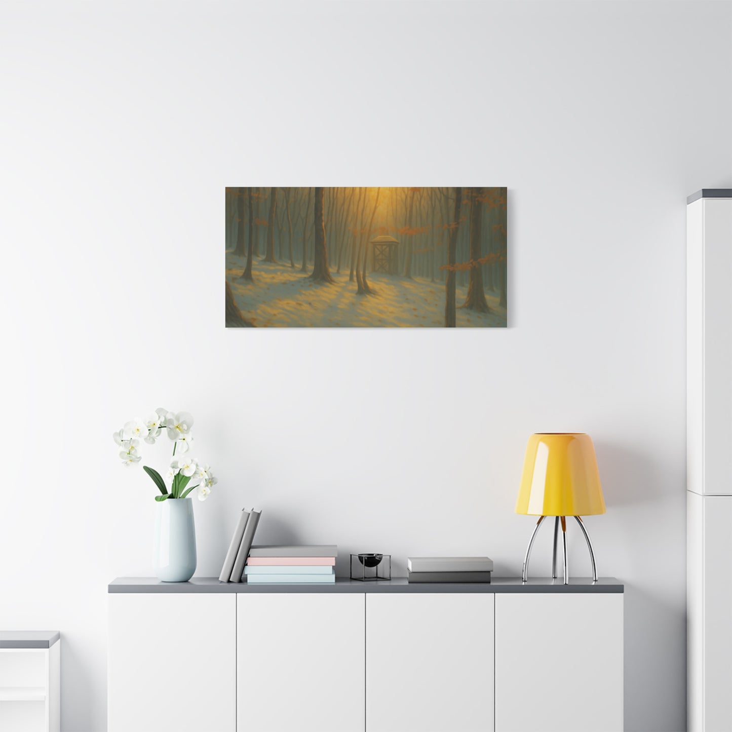 Matte Canvas Wall Art, Scenic Nature Print, Calm Forest Decor, Cozy Home Aesthetic, Autumn Landscape, Gift for Nature Lovers - TRV