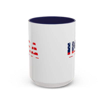 USA Flag Accent Coffee Mug — Patriotic 11/15oz Ceramic Coffee Cup
