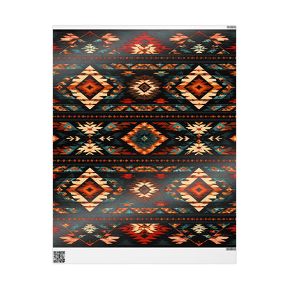 Southwestern Geo Pattern Wrapping Paper Roll — Rustic Aztec Gift Wrap
