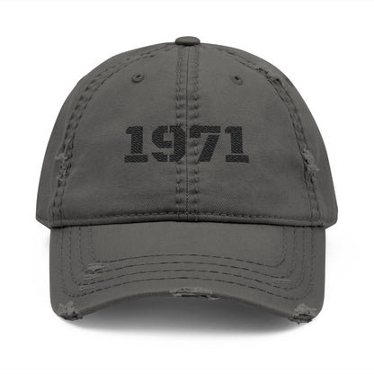Distressed Embroidered Dad Hat, Vintage Wear, Casual Style, Gift for Dads, 1971 Cap, Father's Day Hat - TRV