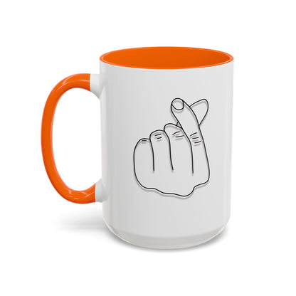 K-Pop Accent Mug - Love Gesture Design (11oz, 15oz), Korean Pop Coffee Cup, K-Pop Lover Gift, Cute Drinkware, Unique Mug