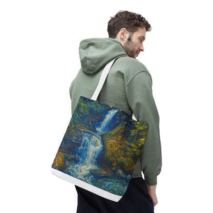 Nature-Inspired Tote Bag, Artistic Eco-Friendly Shopper, Waterfall Design, Reusable Market Bag, Gift for Nature Lovers - TRV