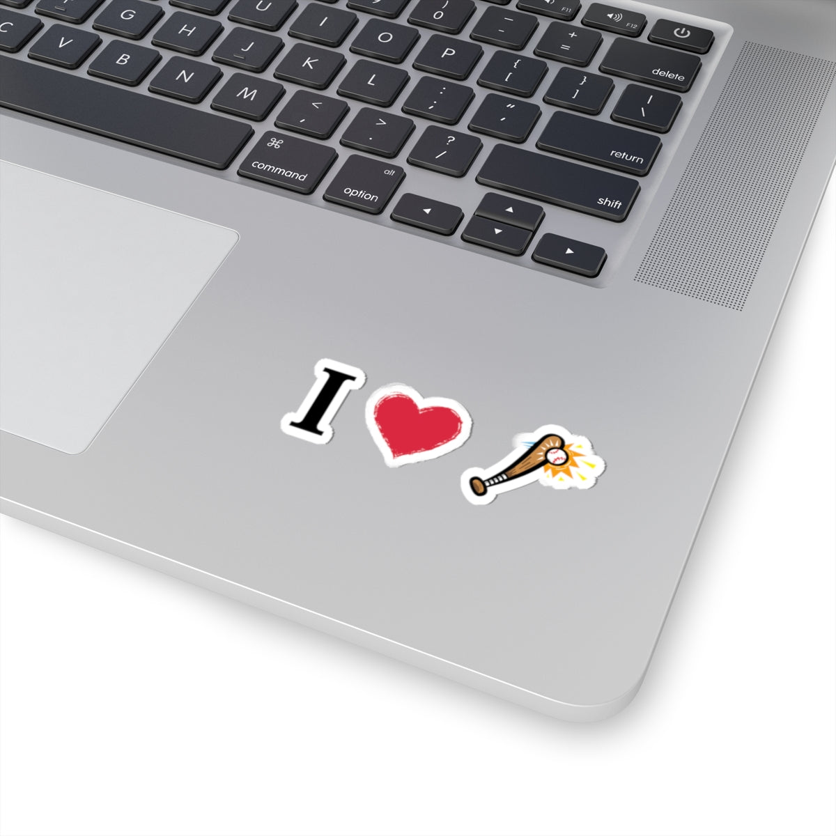 I Heart Baseball Bat Sticker — Kiss-Cut Baseball Love Decal