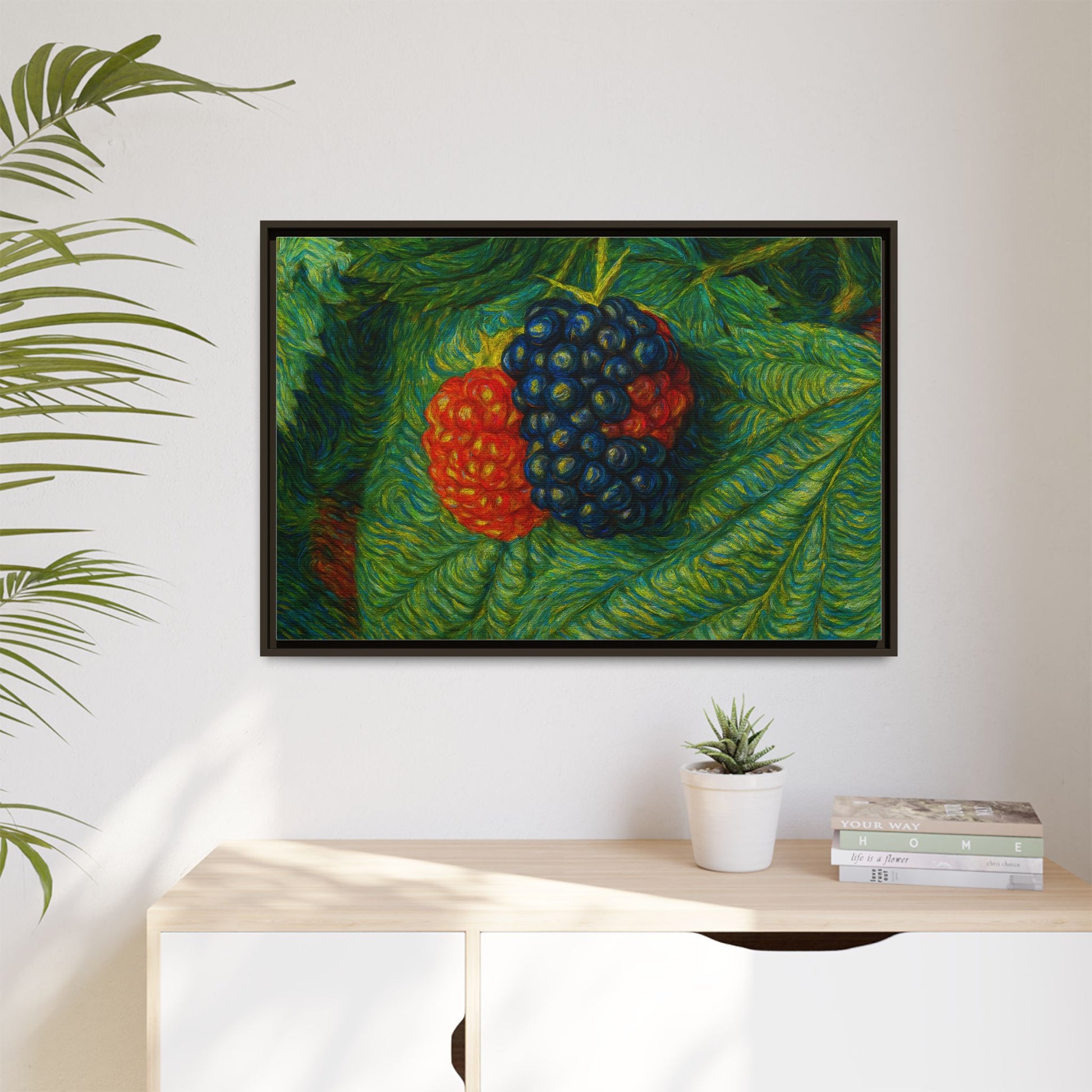 Van Gogh Style Blackberry Canvas Art, Framed Wall Decor, Botanical Print, Summer Home Decor, Gift for Garden Lovers - TRV