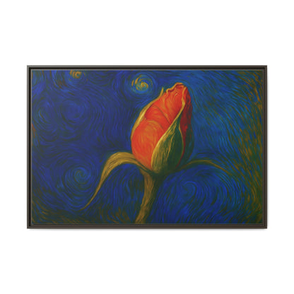 Red Rose Bud Painting Canvas Framed | Matte Wall Art - TRV