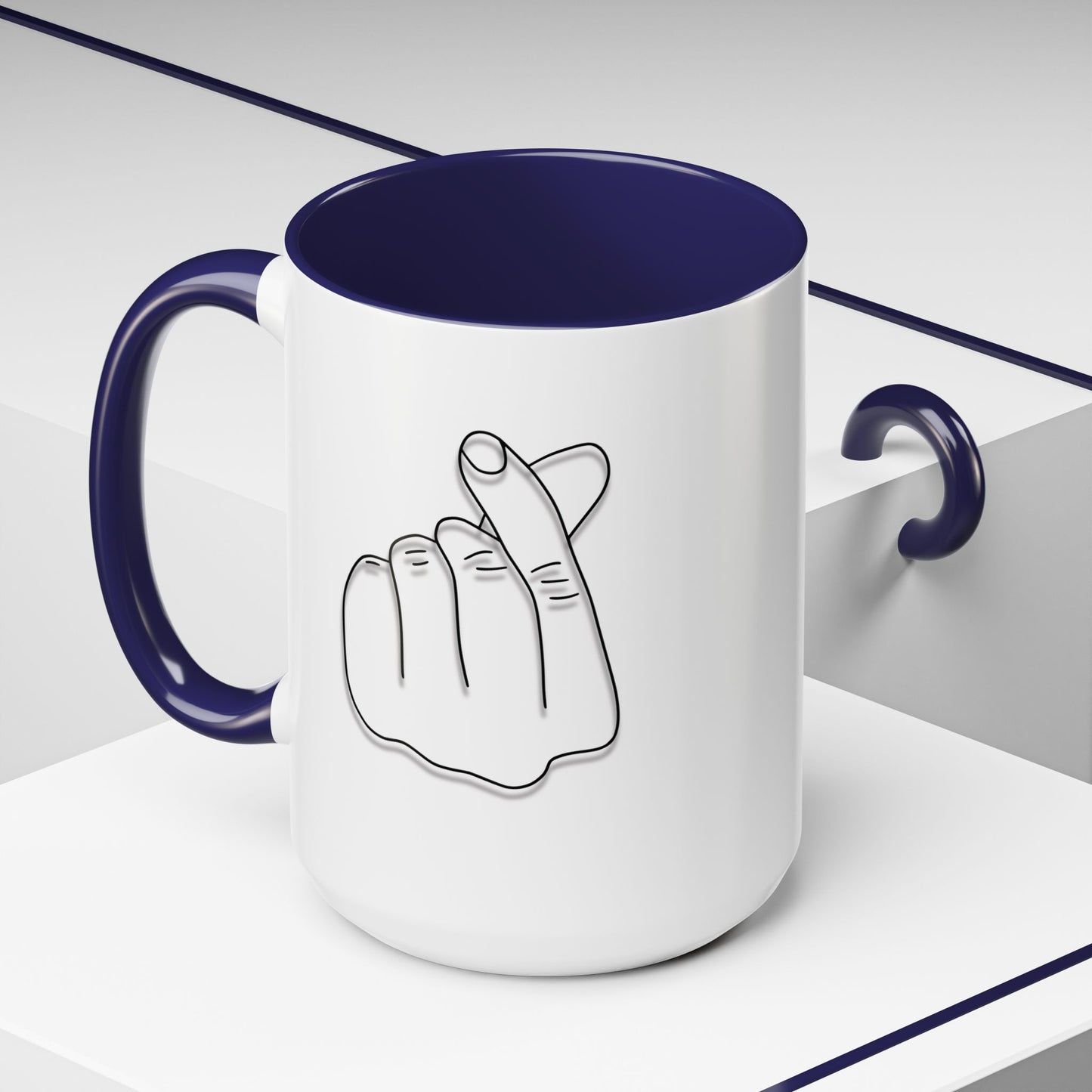 K-Pop Accent Mug - Love Gesture Design (11oz, 15oz), Korean Pop Coffee Cup, K-Pop Lover Gift, Cute Drinkware, Unique Mug
