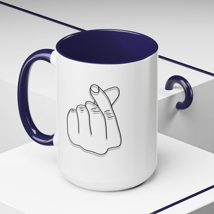 K-Pop Accent Mug - Love Gesture Design (11oz, 15oz), Korean Pop Coffee Cup, K-Pop Lover Gift, Cute Drinkware, Unique Mug