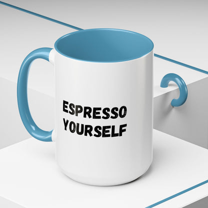 Espresso Yourself Coffee Mug - Fun Black Accented Mug for Coffee Lovers, Great Gift for Birthdays, Christmas, and Housewarming