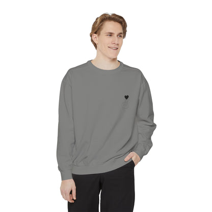 Unisex Garment-Dyed Sweatshirt with Heart Design - Cozy & Stylish