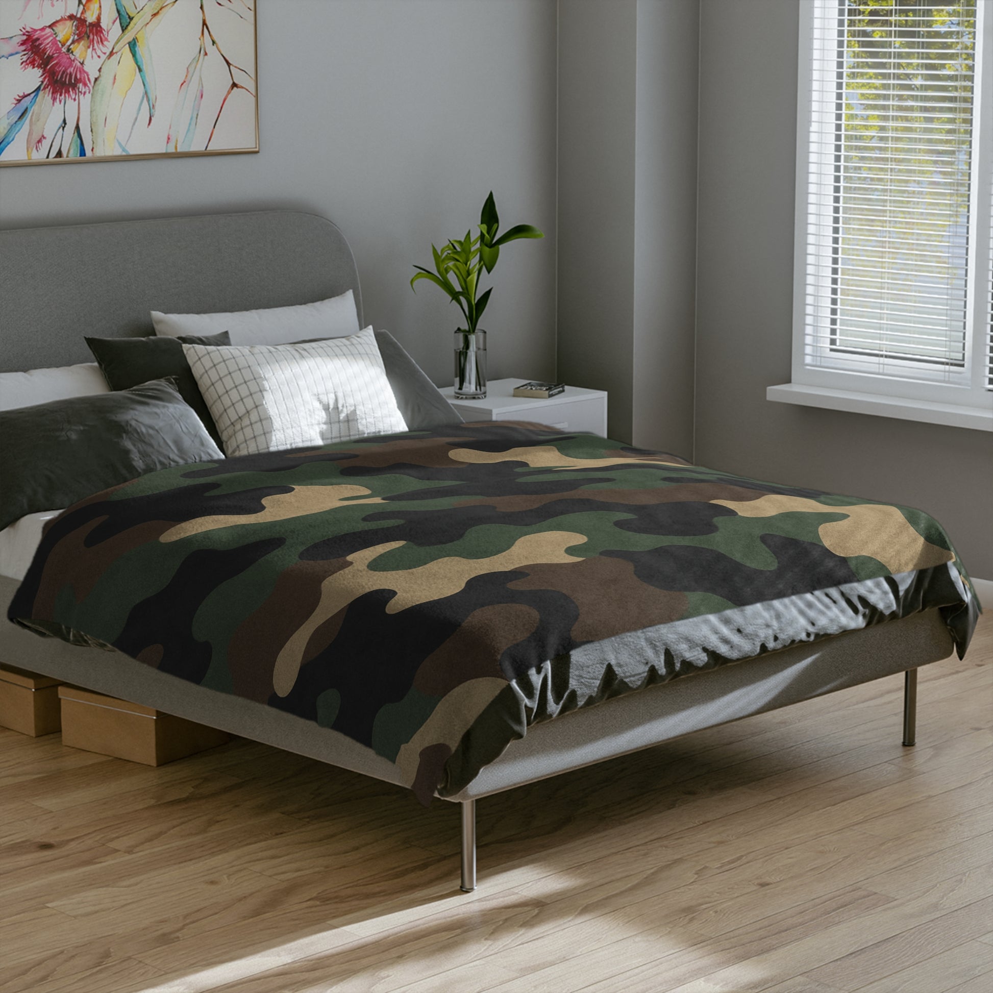 Cozy Camo Velveteen Microfiber Blanket - Soft, Warm, Perfect for Camping, Outdoors, Military Theme, Home Decor, Gift Idea - TRV