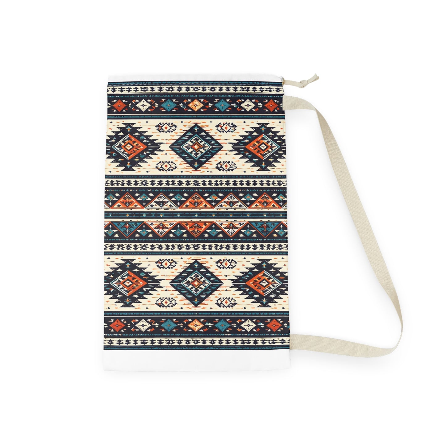 Boho Tribal Print Laundry Bag — Cotton Drawstring Laundry Tote