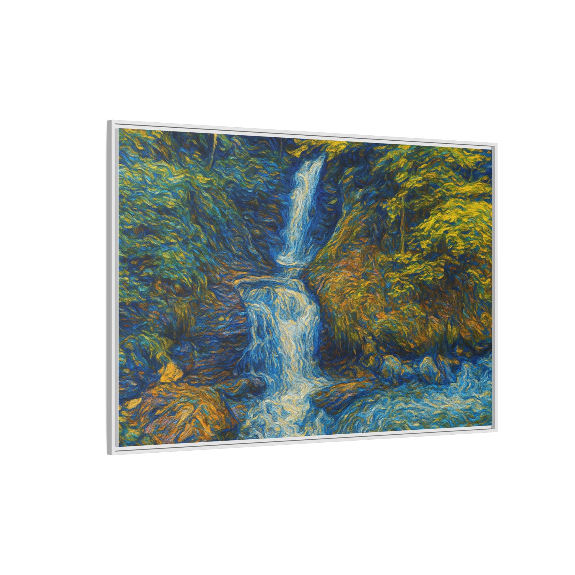 Framed Canvas Art, Majestic Van Gogh Style Waterfall Landscape Wall Decor, Nature Lover Gift, Home Office Artwork, Living Room Decoration - TRV