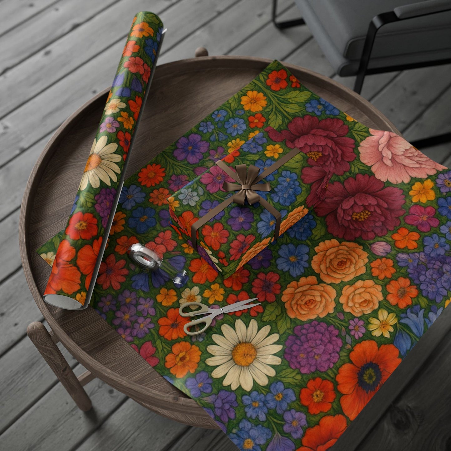 Floral Bouquet Wrapping Paper Roll — Vintage Garden Pattern