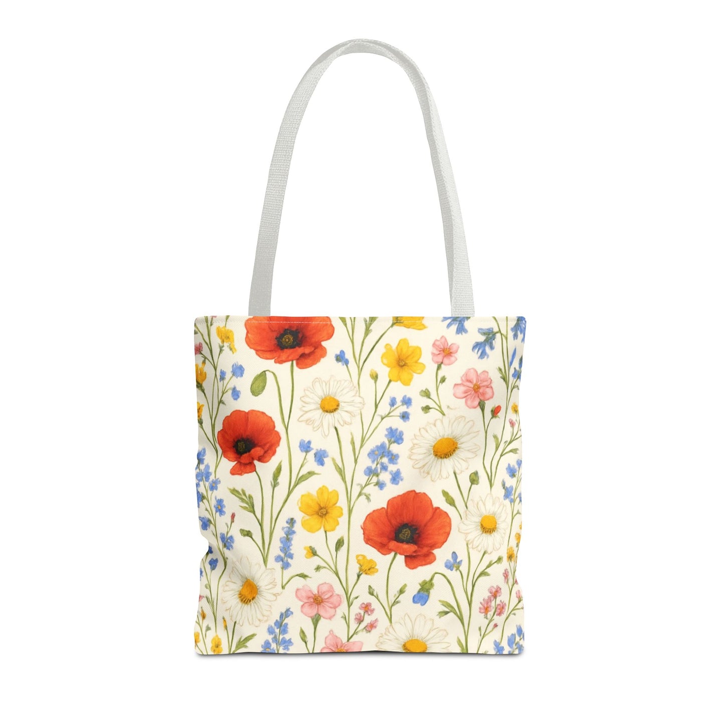 Wildflower Poppy Print Tote Bag | Floral All-Over Pattern