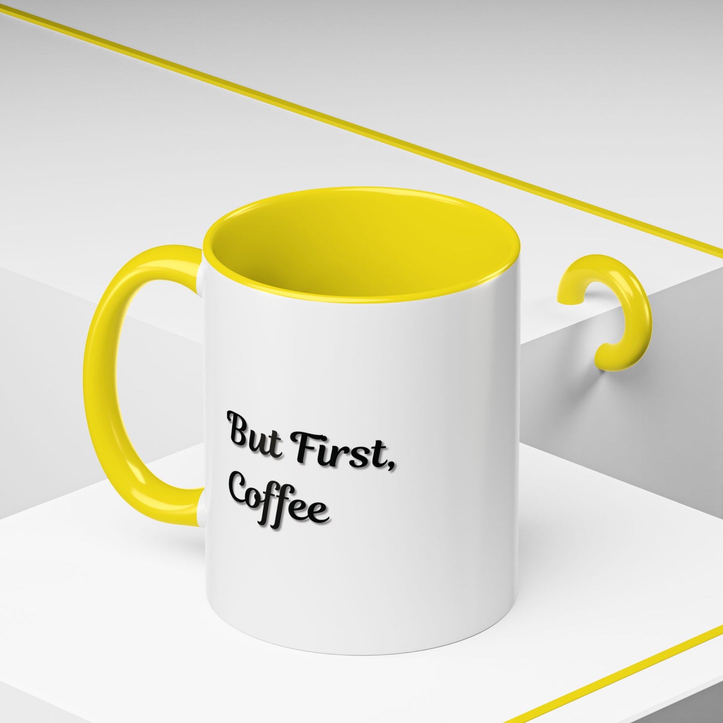 Funny Coffee Mug - But First Coffee, Accent Cup for Coffee Lovers, Gift for Coffee Enthusiasts, Kitchen Decor, Coffee Mug with