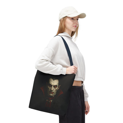 Vampire Haunted Tote Bag, Spooky Shopping Bag, Halloween Accessory, Gothic Style Handbag, Perfect for Halloween Parties, Unisex Tote - TRV
