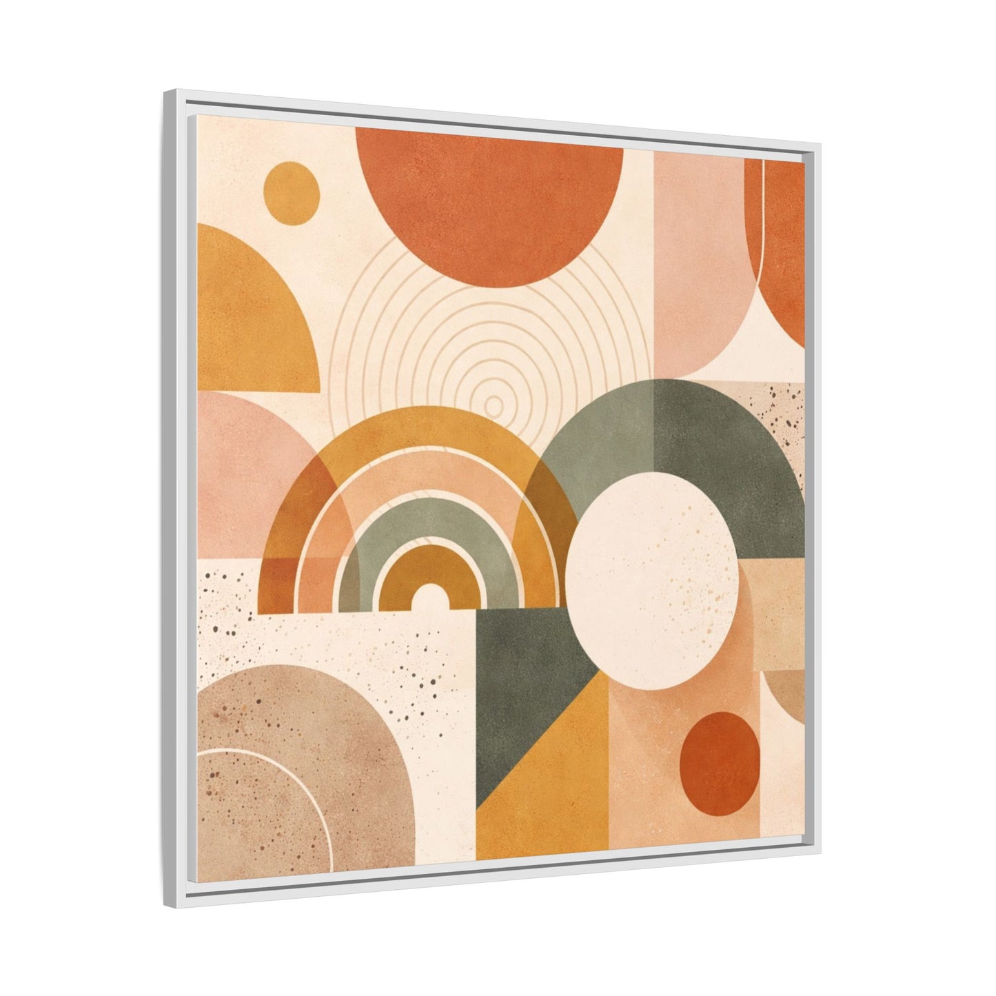 Abstract Terracotta Geometric Rainbow Matte Canvas Framed