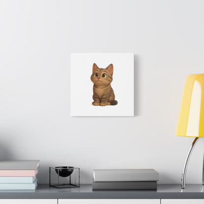 Adorable Cat Canvas Art, Cute Cat Wall Decor, Pet Lover Gift, Nursery Wall Art, Animal Print, Modern Home Decor - TRV