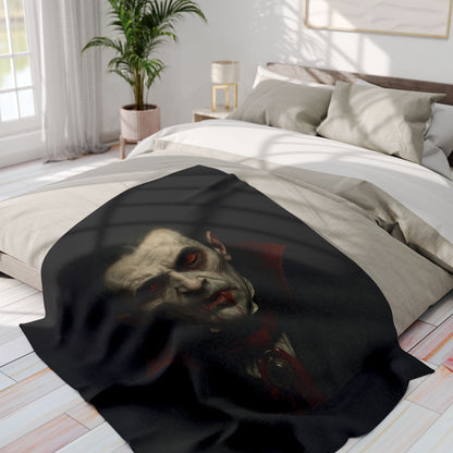 Spooky Vampire Arctic Fleece Blanket | Cozy Halloween Decor, Gothic Home Accent, Warm Throw for Movie Nights, Vampiric Gifts