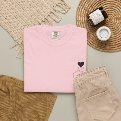 Unisex Garment-Dyed T-Shirt with Heart Design | Casual Trendy Wear for All Occasions