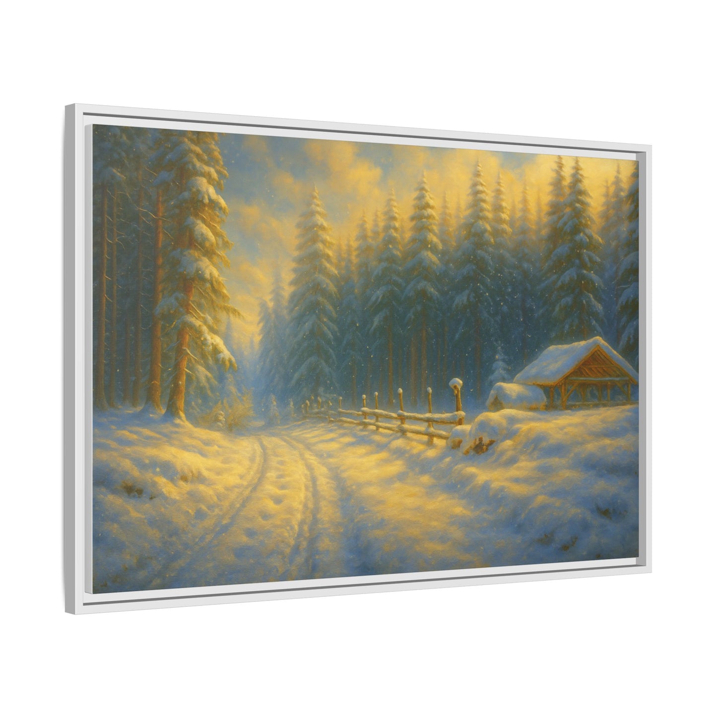 Wall Art Print, Winter Cabin Decor, Nature Scene, Holiday Gift, Cabin Vibes, Christmas Decoration, Matte Canvas, Framed - TRV