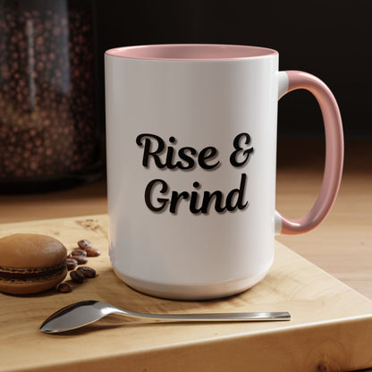 Rise & Grind Coffee Mug – Motivational Black Accent Mug for Daily Inspiration - TRV