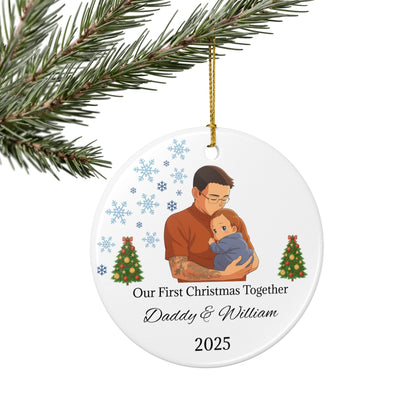 Daddy and Baby Personalized Ceramic Ornaments, Our First Christmas Together | 2025 Keepsake Gift, Holiday Decor, Tree Decoration, Family - TRV