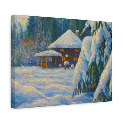 Winter Landscape Canvas Wall Art, Cozy Home Decor, Christmas Gift, Seasonal Artwork, Impressionist Style - TRV