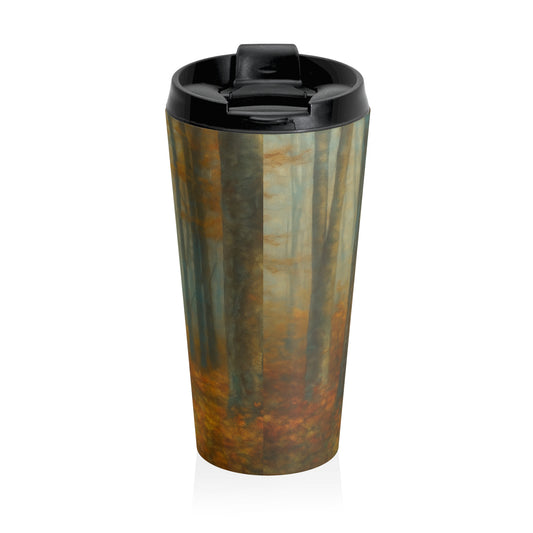Misty Autumn Forest Stainless Steel Travel Mug | Fall Trees Landscape - TRV