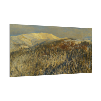 Mountain Serenity Stretched Canvas Art, Winter Landscape Wall Decor, Nature Print for Home, Gift for Nature Lovers, Cozy Interior Accent